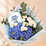 Blue Hydrangea and White Eustoma Father's Day Bouquet