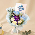 Best Dad Blue Lily Bouquet & Chocolate Fudge Cake Set