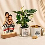 For Dad - LED Lamp, Plant & Chocolate Tin Set