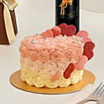 Adorable Love Gift Combo Arrangement with Cake and Wine