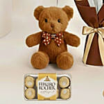 Adorable Love Gift Combo Arrangement with Cake and Wine