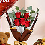 Adorable Love Gift Combo Arrangement with Ferrero Rocher Chocolate Cake