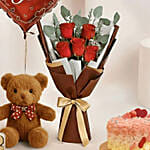 Adorable Love Gift Combo Arrangement with Floral Heart Cake