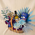 Flowers, Wine & Chocolate Basket for Dad