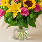 Sparkling Bunch of Flowers In Glass Vase