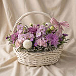 Enticing Mixed Flowers Round Basket