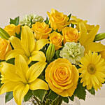 Happy Flowers In Bowl Arrangement