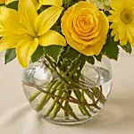 Happy Flowers In Bowl Arrangement