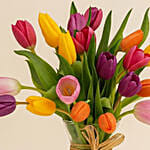 Heavenly 20 Multicoloured Tulips Vase