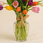 Heavenly 20 Multicoloured Tulips Vase