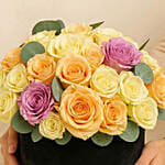 Mix Roses in Black Box Arrangement
