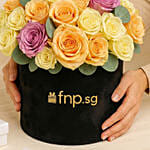 Mix Roses in Black Box Arrangement