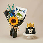 Love You Dad Sunflower Bouquet and Cake Bundle
