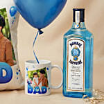 Personalised Cushion, Mug & Bombay Sapphire Gin Set