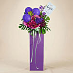 Mixed Flowers Purple Balloons Cardboard Stand