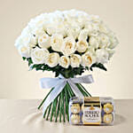 White Roses Bunch N Ferrero Rocher
