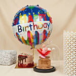 Birthday Chocolate Cake with Dried Flowers Dome