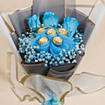 Blue Roses and Rochers Bouquet
