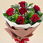 Bunch Of Beautiful 6 Red Rose For Valentines