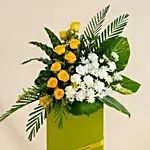 Everlasting Condolence Mixed Flowers Green Stand