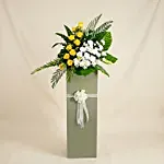 Everlasting Condolence Mixed Flowers Grey Stand