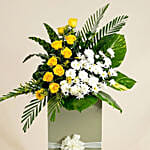 Everlasting Condolence Mixed Flowers Grey Stand