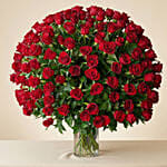 Ravishing 200 Red Roses In Glass Vase