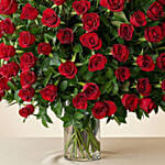 Ravishing 200 Red Roses In Glass Vase