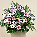 Serene Mixed Flowers Grey Stand