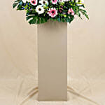 Serene Mixed Flowers Grey Stand