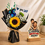 Hero Dad LED Lamp & Sunflower Bouquet