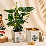 For Dad - LED Lamp, Plant & Chocolate Tin Set