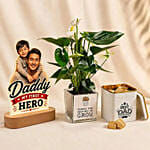 For Dad - LED Lamp, Plant & Chocolate Tin Set