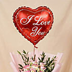 Titanic Rose Chamomile Bouquet With I Love You Balloon For Love