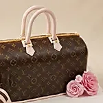 Designer Monogram Handbag & Shoe Chocolate Cake