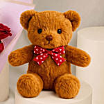 Valentines 6 Roses and Teddy Combo