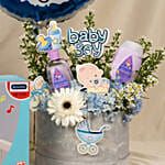 Its a Baby Boy Flowers Arrangment giftset with Balloon
