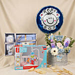 Its a Baby Boy Flowers Arrangment giftset with Balloon