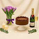 Tulips Cake and Moet Wine Gift Combo