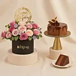 Birthday Flowers Box and Chocolate Cake Bundle