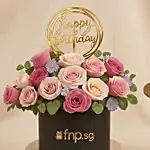 Birthday Flowers Box and Chocolate Cake Bundle