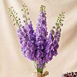 Delicious Chocolate Berry Cream Cake and Delphinium Vase
