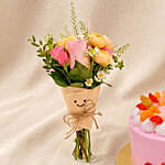 Smiley Mini Jellycat Pastel Bouquet with Fruit Cake