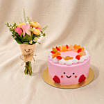 Smiley Mini Jellycat Pastel Bouquet with Fruit Cake