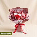Rustic Crimson Preserved Rose & Cotton Bouquet