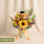 Sunflower & Bear Preserved Graduation Bouquet