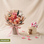 Teddy Bear Surprise - Preserved Bouquet and Cake