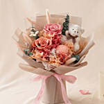 Teddy Bear Surprise - Preserved Flower Bouquet and Cake