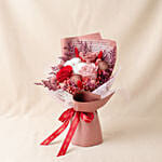 Rustic Crimson Preserved Rose & Cotton Bouquet
