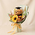 Sunflower & Bear Preserved Graduation Bouquet